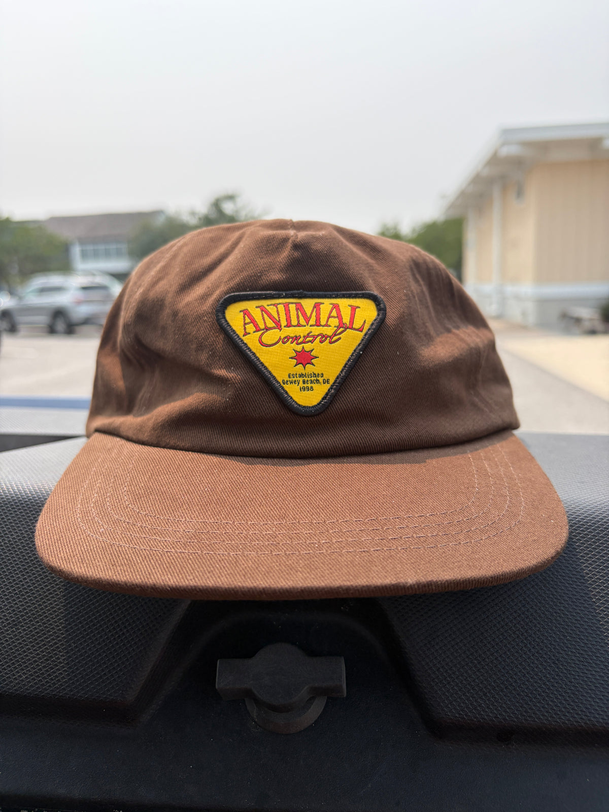 Brown and yellow hat