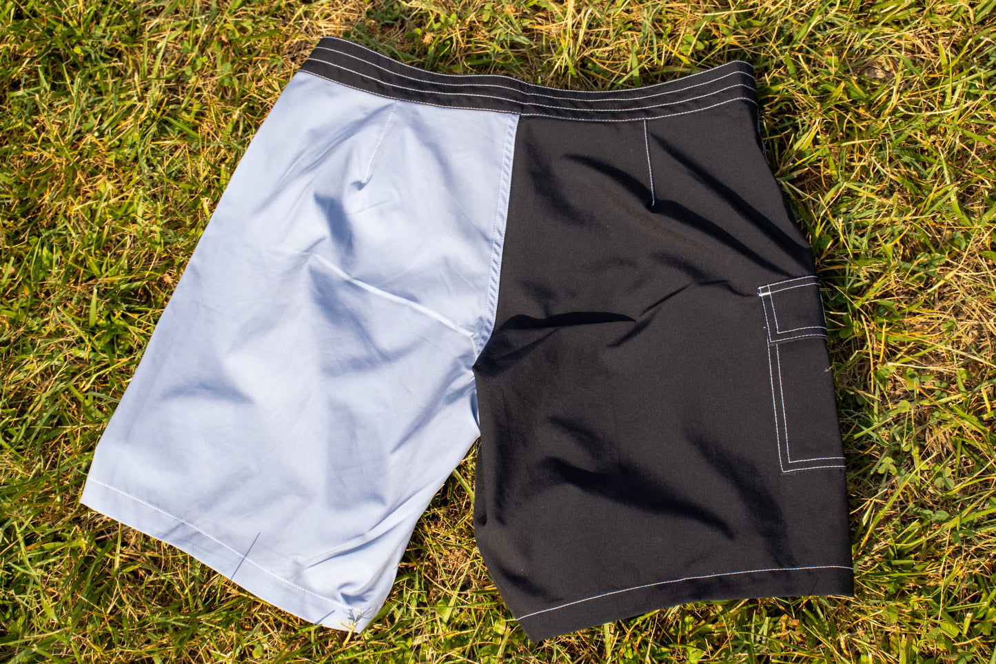 Black/Purple half and half boardies